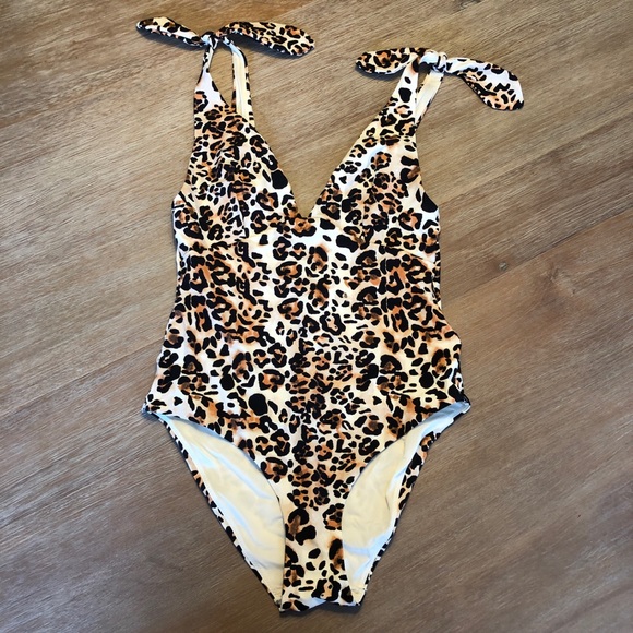 & Other Stories Other - Plunging Leopard Bow Tie Swimsuit